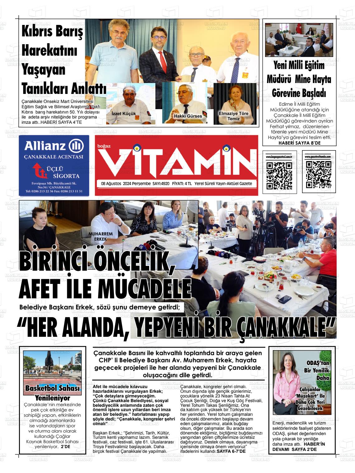 08 Ağustos 2024 Gazete Vitamin Gazete Manşeti