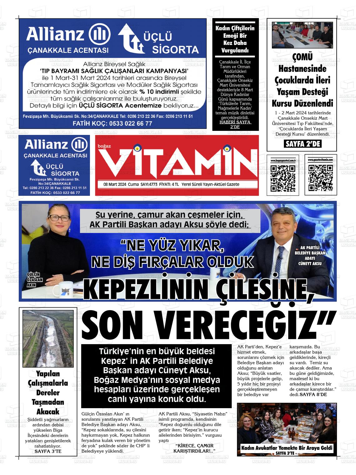 08 Mart 2024 Gazete Vitamin Gazete Manşeti