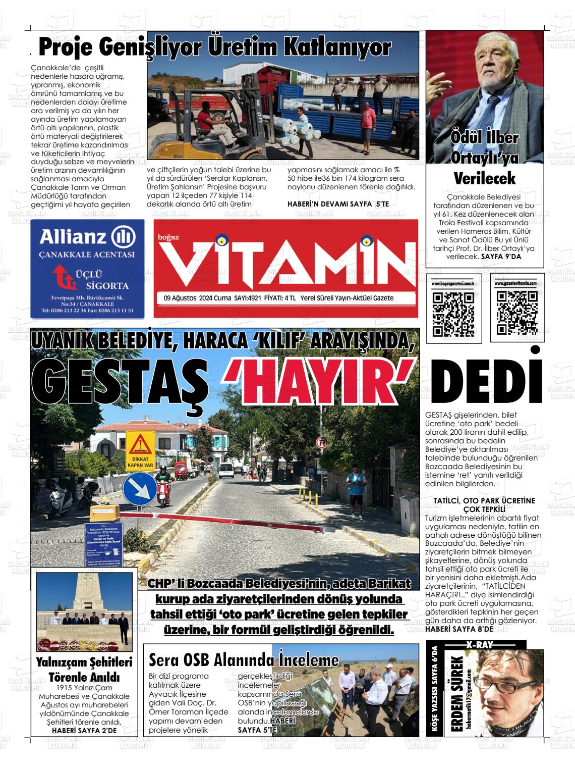 09 Ağustos 2024 Gazete Vitamin Gazete Manşeti