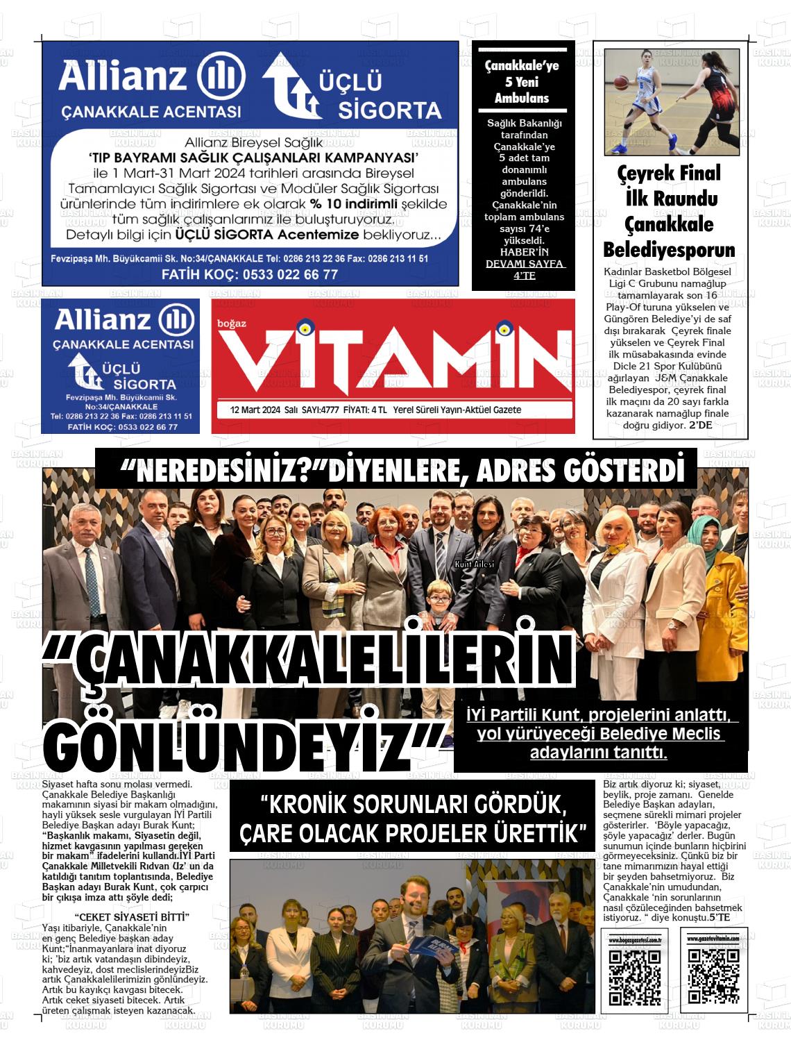 12 Mart 2024 Gazete Vitamin Gazete Manşeti