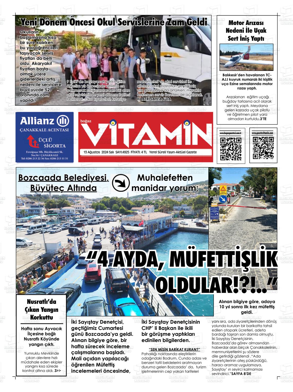 13 Ağustos 2024 Gazete Vitamin Gazete Manşeti