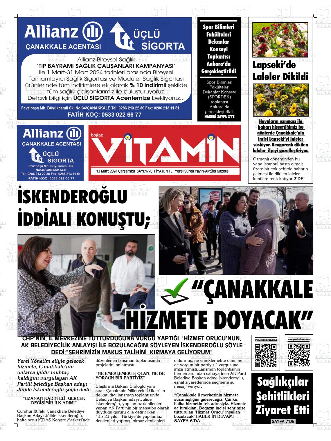 13 Mart 2024 Gazete Vitamin Gazete Manşeti