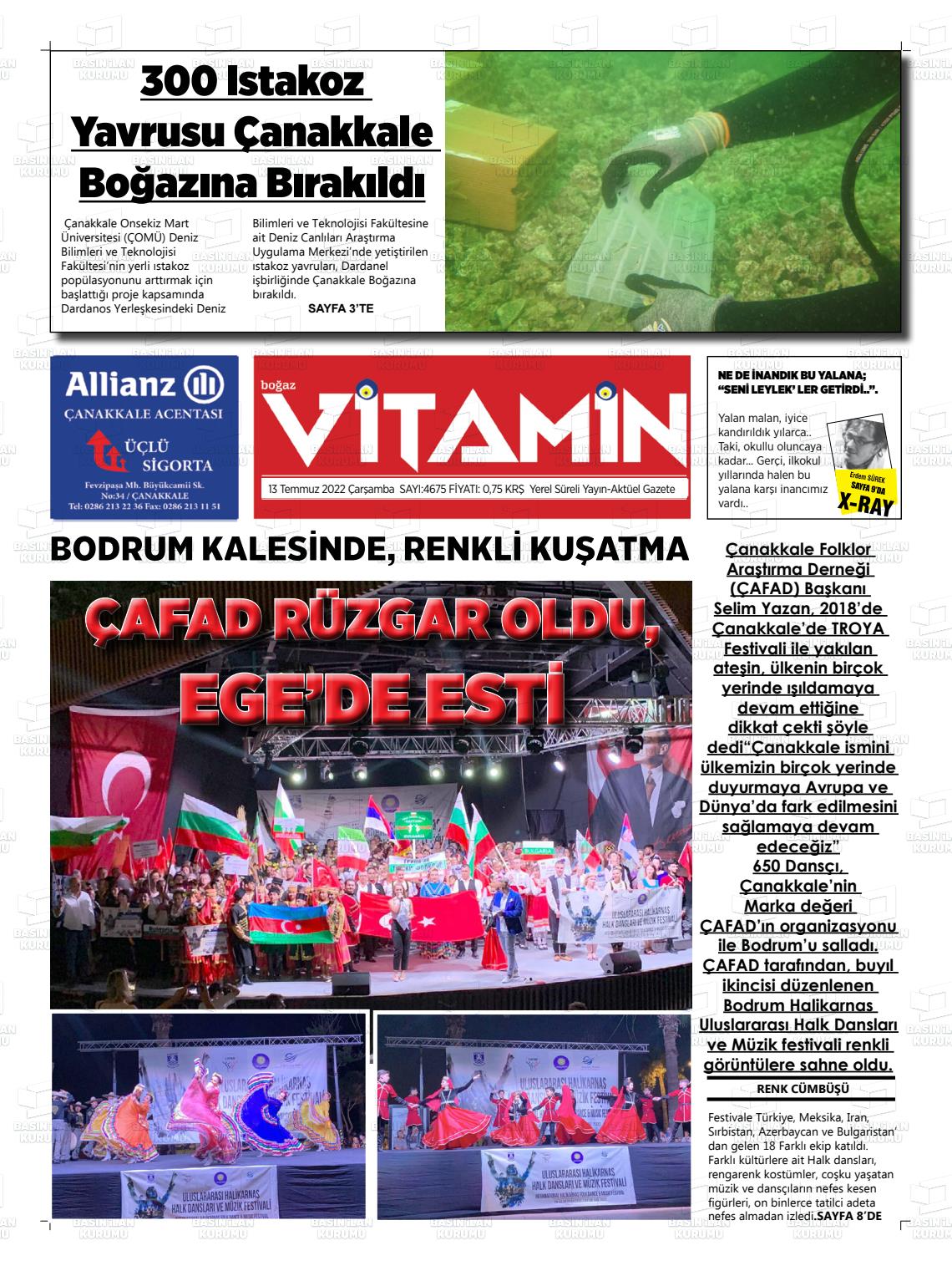 13 Temmuz 2022 Gazete Vitamin Gazete Manşeti