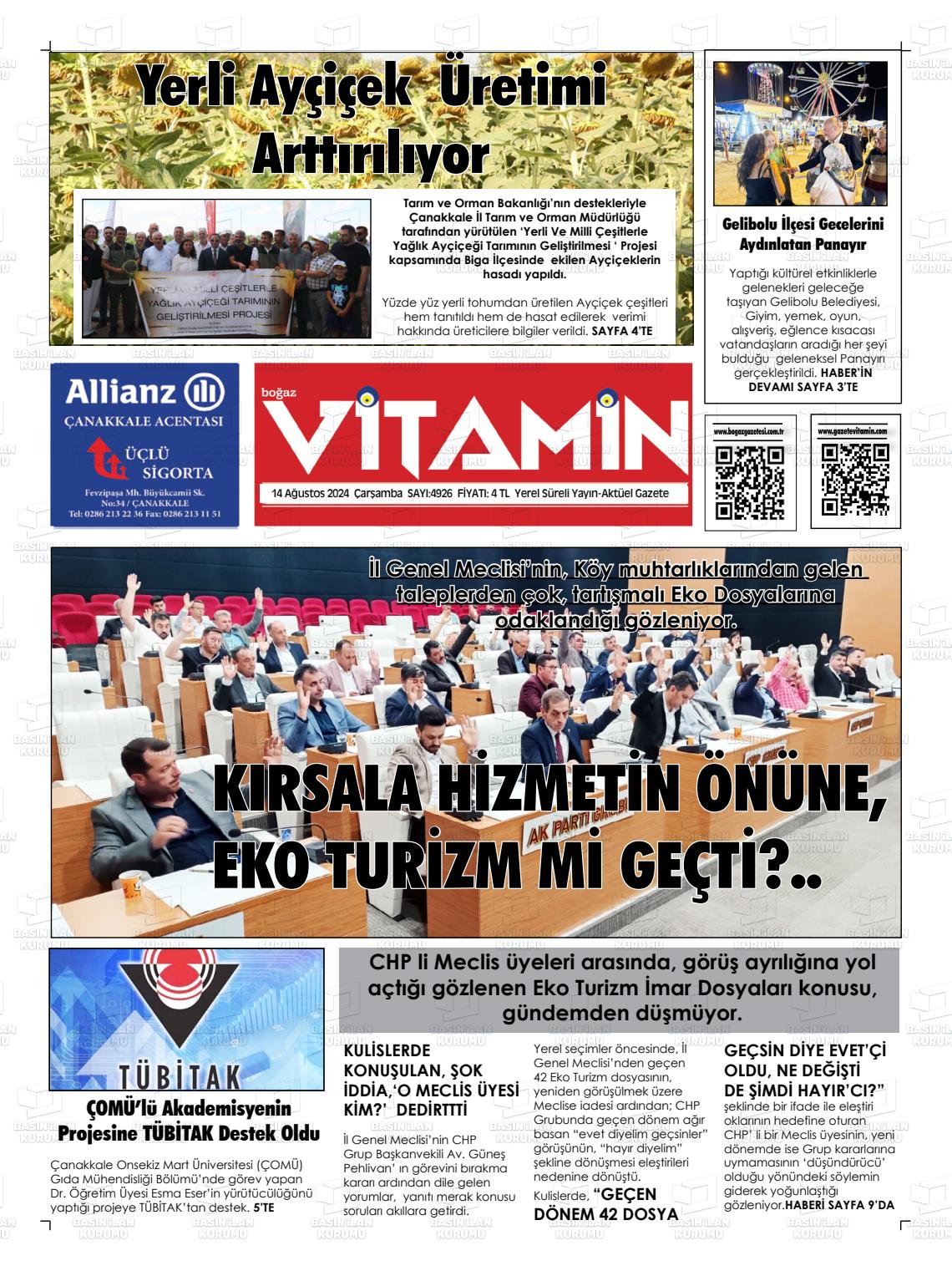 14 Ağustos 2024 Gazete Vitamin Gazete Manşeti