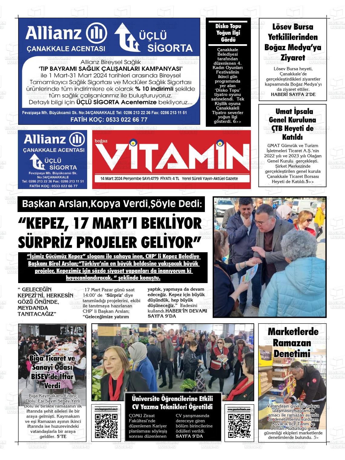 14 Mart 2024 Gazete Vitamin Gazete Manşeti