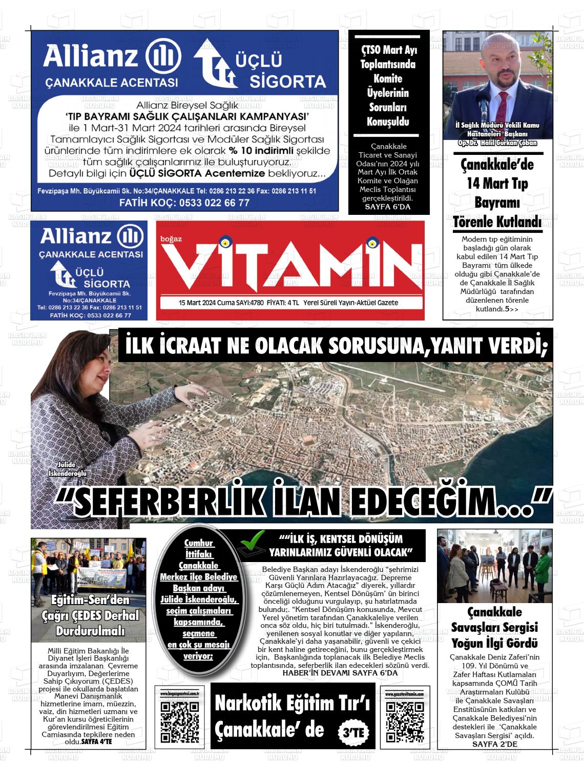 15 Mart 2024 Gazete Vitamin Gazete Manşeti