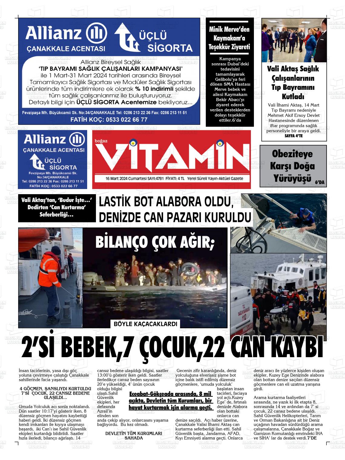 16 Mart 2024 Gazete Vitamin Gazete Manşeti