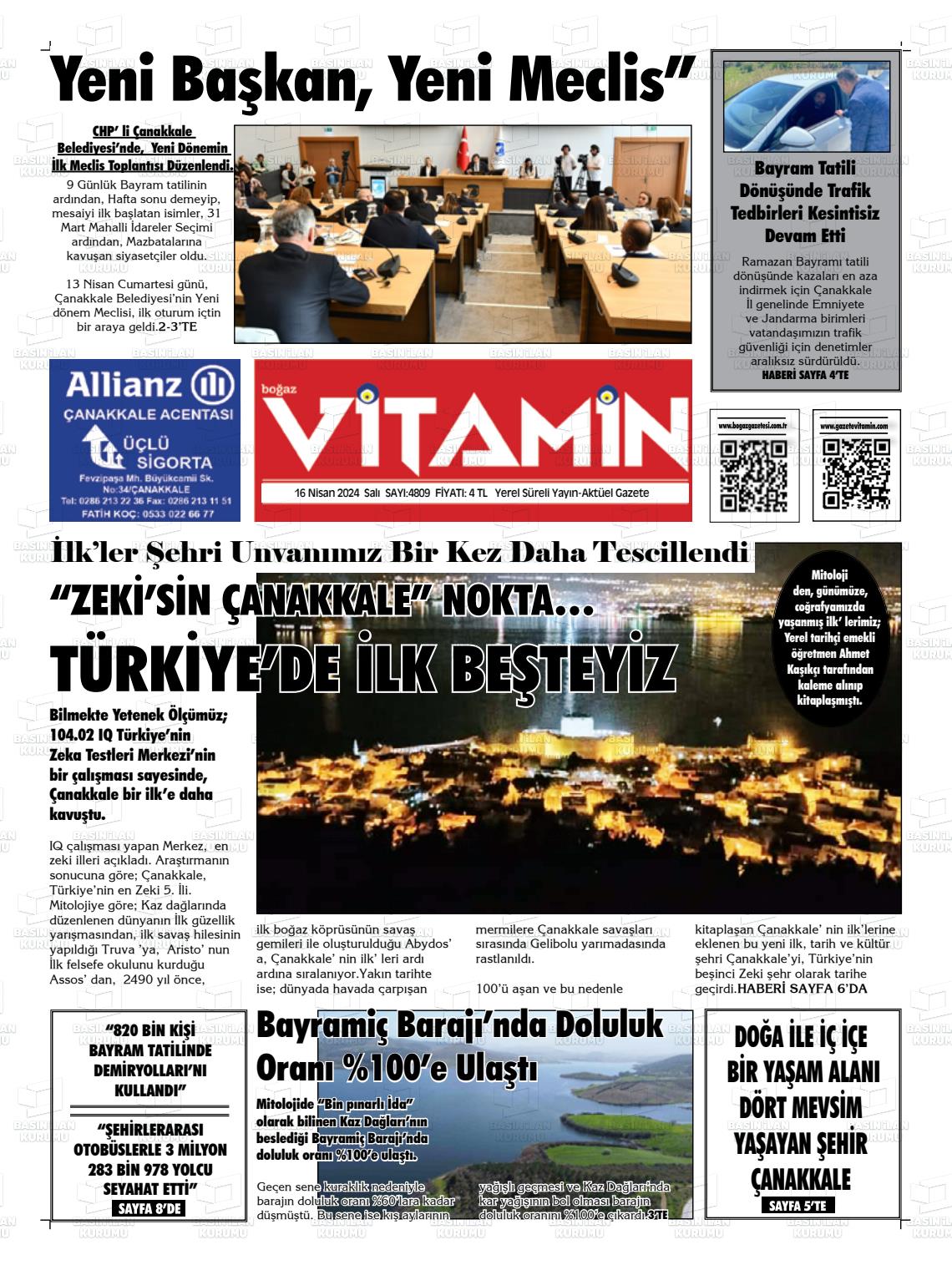 16 Nisan 2024 Gazete Vitamin Gazete Manşeti