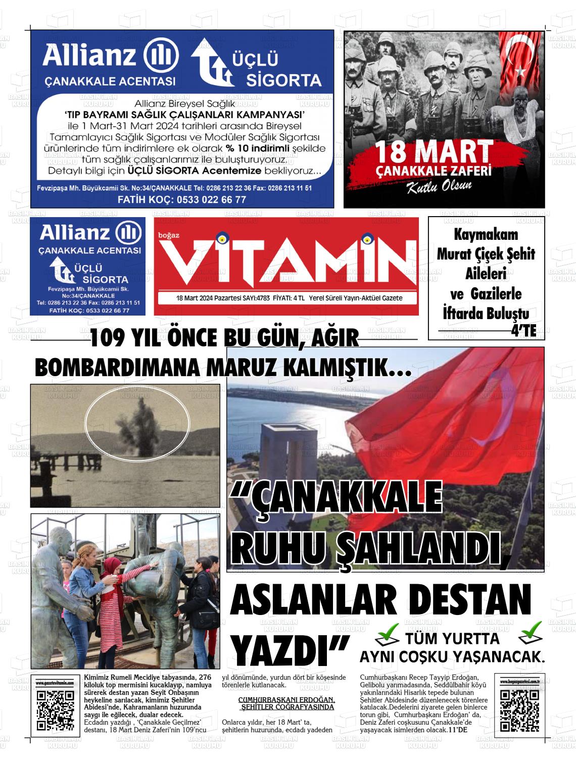 18 Mart 2024 Gazete Vitamin Gazete Manşeti