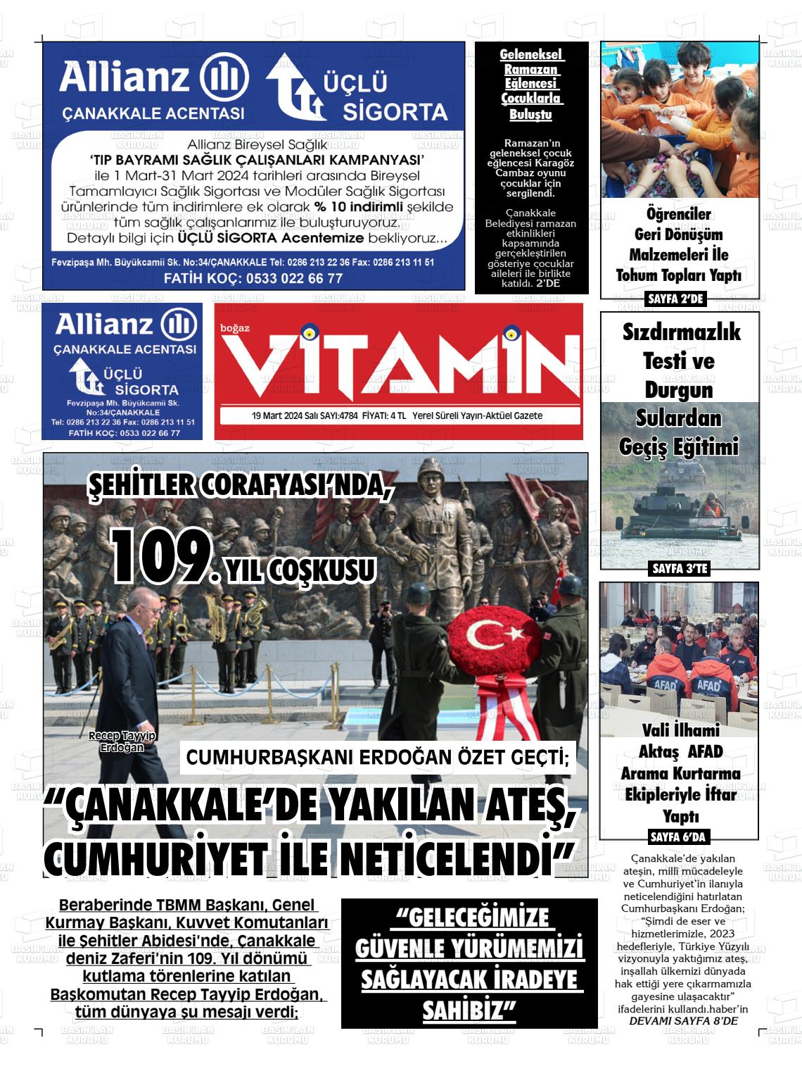 19 Mart 2024 Gazete Vitamin Gazete Manşeti