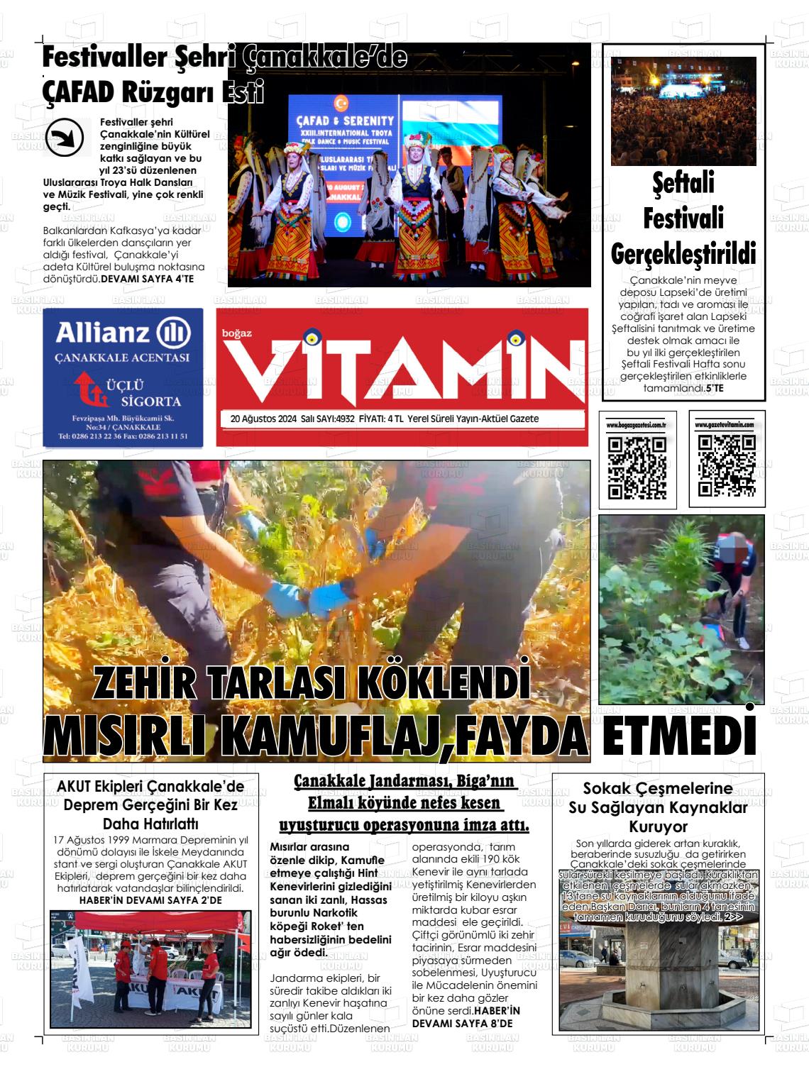 20 Ağustos 2024 Gazete Vitamin Gazete Manşeti