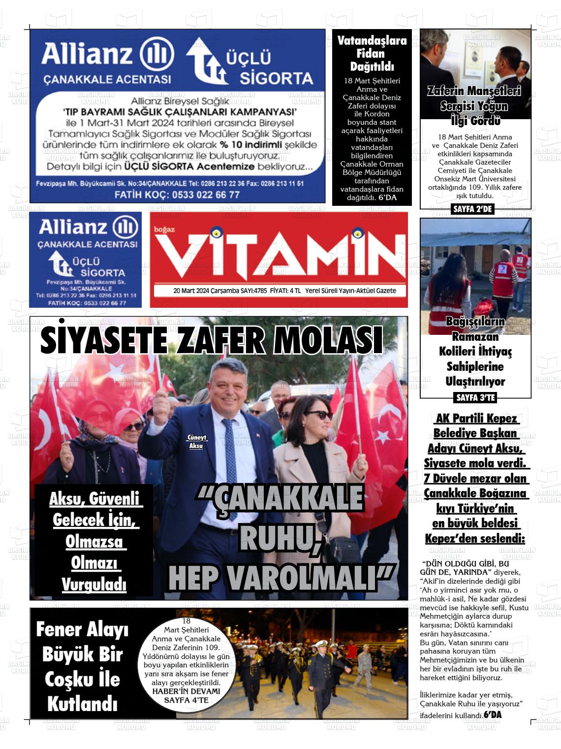 20 Mart 2024 Gazete Vitamin Gazete Manşeti