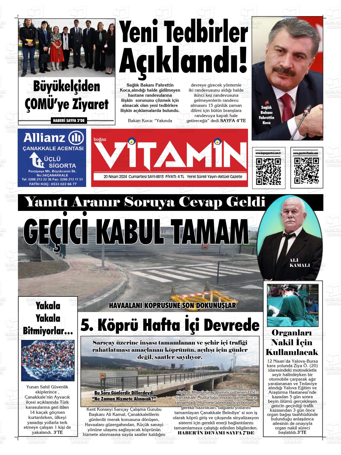 20 Nisan 2024 Gazete Vitamin Gazete Manşeti