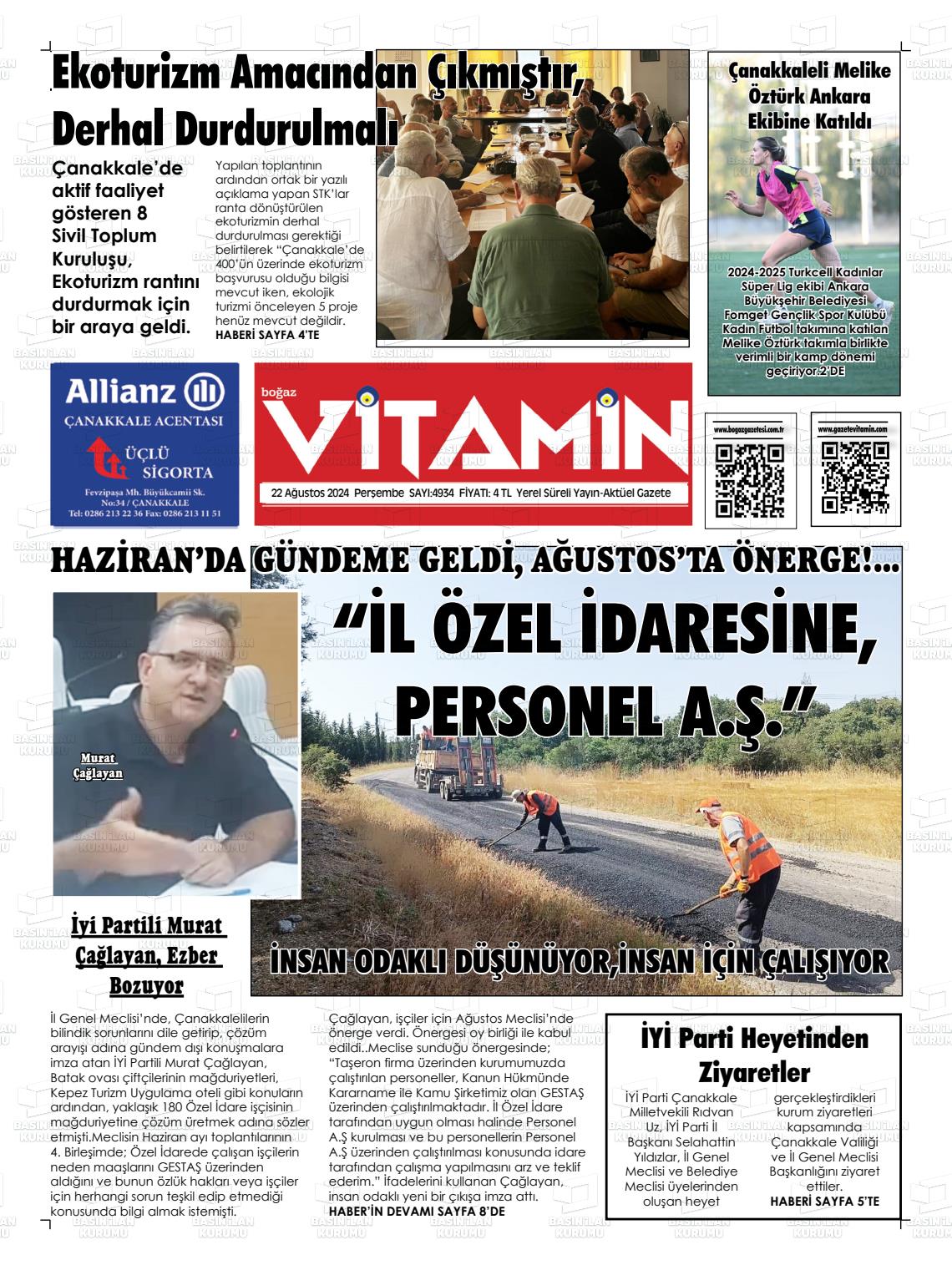 22 Ağustos 2024 Gazete Vitamin Gazete Manşeti