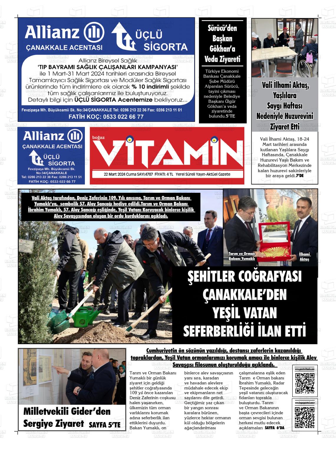 22 Mart 2024 Gazete Vitamin Gazete Manşeti