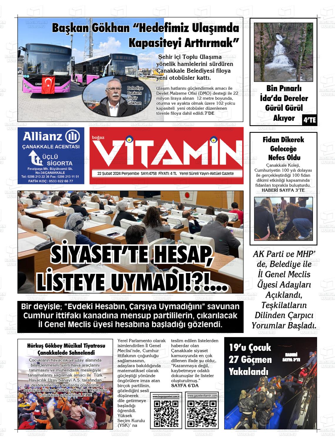 22 Şubat 2024 Gazete Vitamin Gazete Manşeti