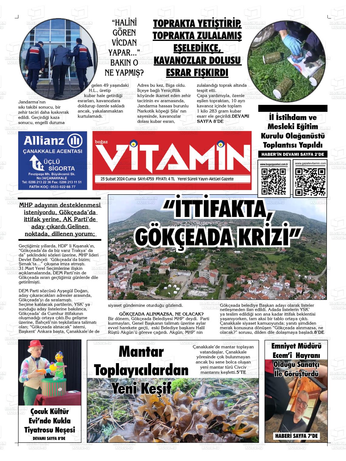 23 Şubat 2024 Gazete Vitamin Gazete Manşeti