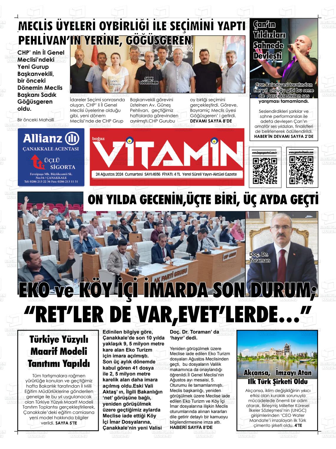 24 Ağustos 2024 Gazete Vitamin Gazete Manşeti