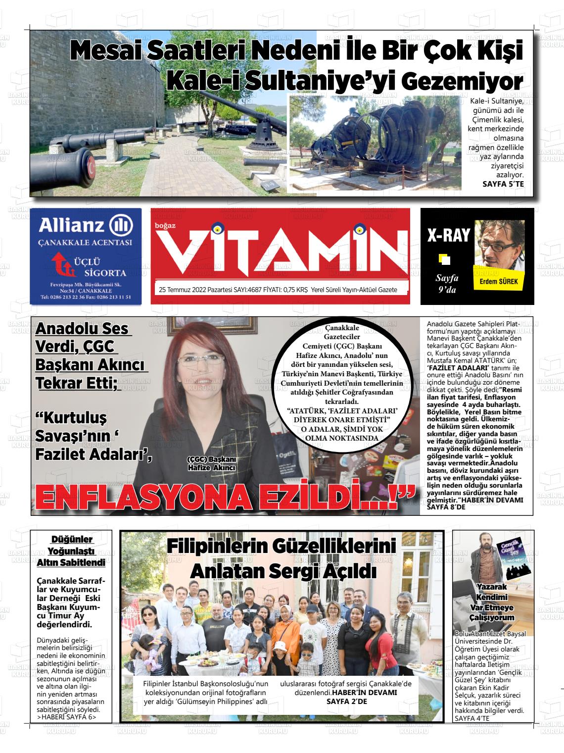 25 Temmuz 2022 Gazete Vitamin Gazete Manşeti