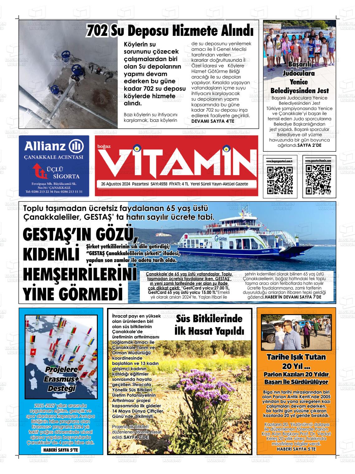 26 Ağustos 2024 Gazete Vitamin Gazete Manşeti