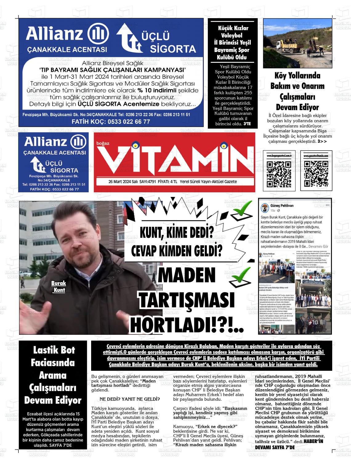 26 Mart 2024 Gazete Vitamin Gazete Manşeti