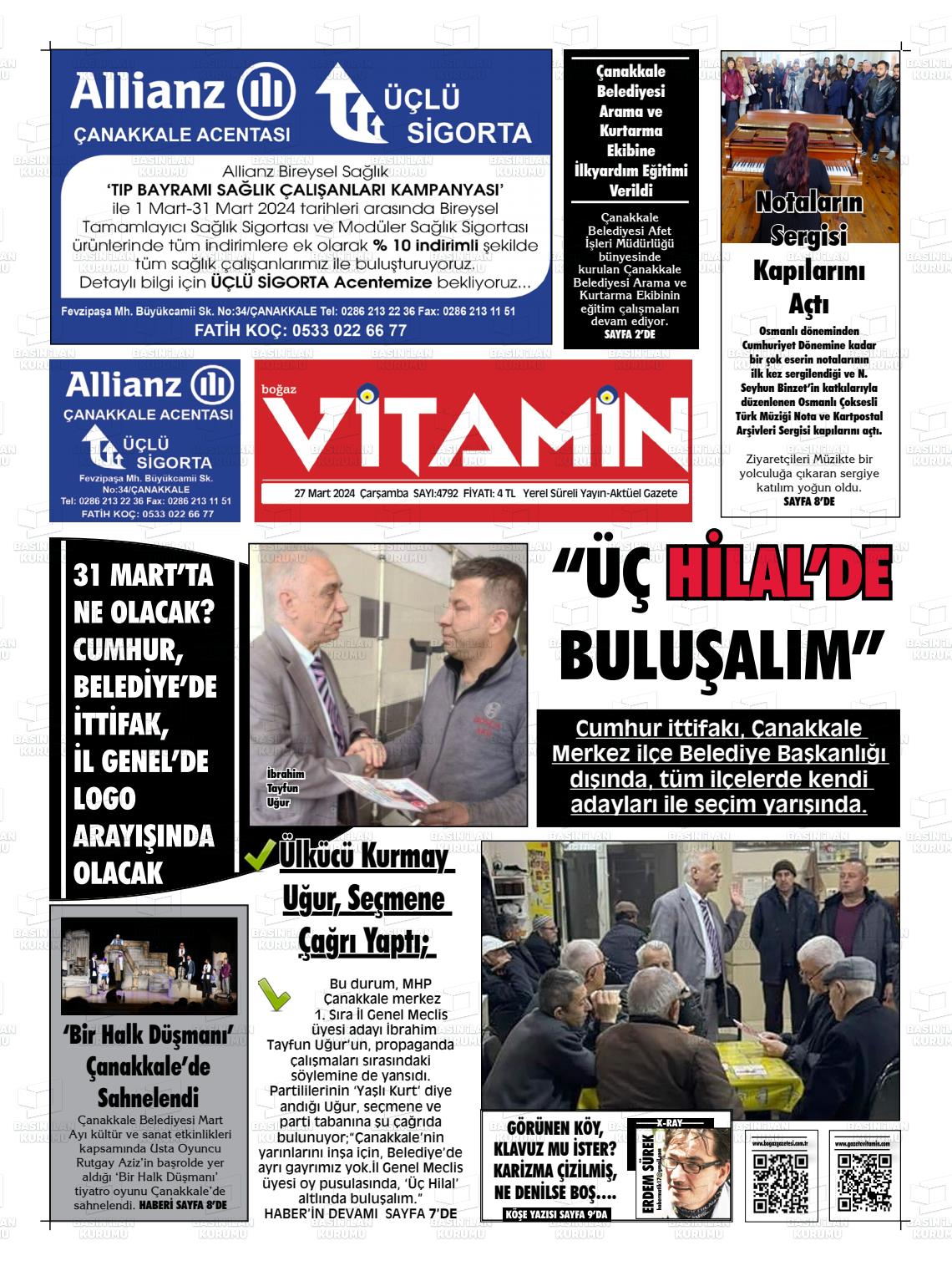 27 Mart 2024 Gazete Vitamin Gazete Manşeti