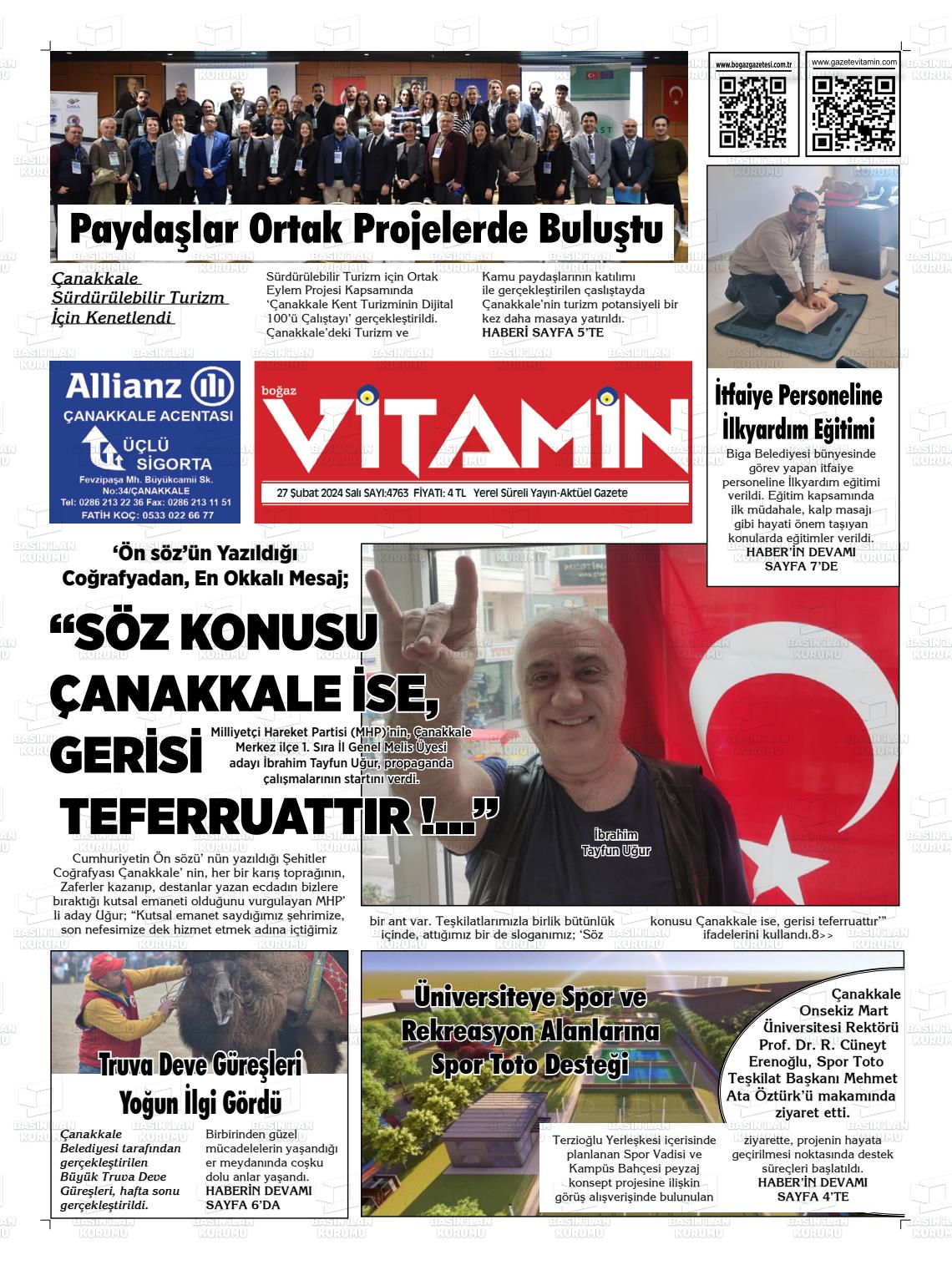 27 Şubat 2024 Gazete Vitamin Gazete Manşeti