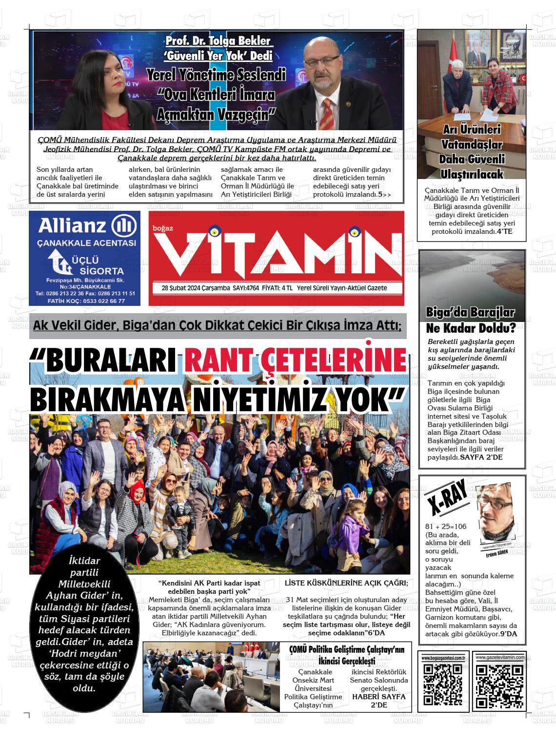 28 Şubat 2024 Gazete Vitamin Gazete Manşeti