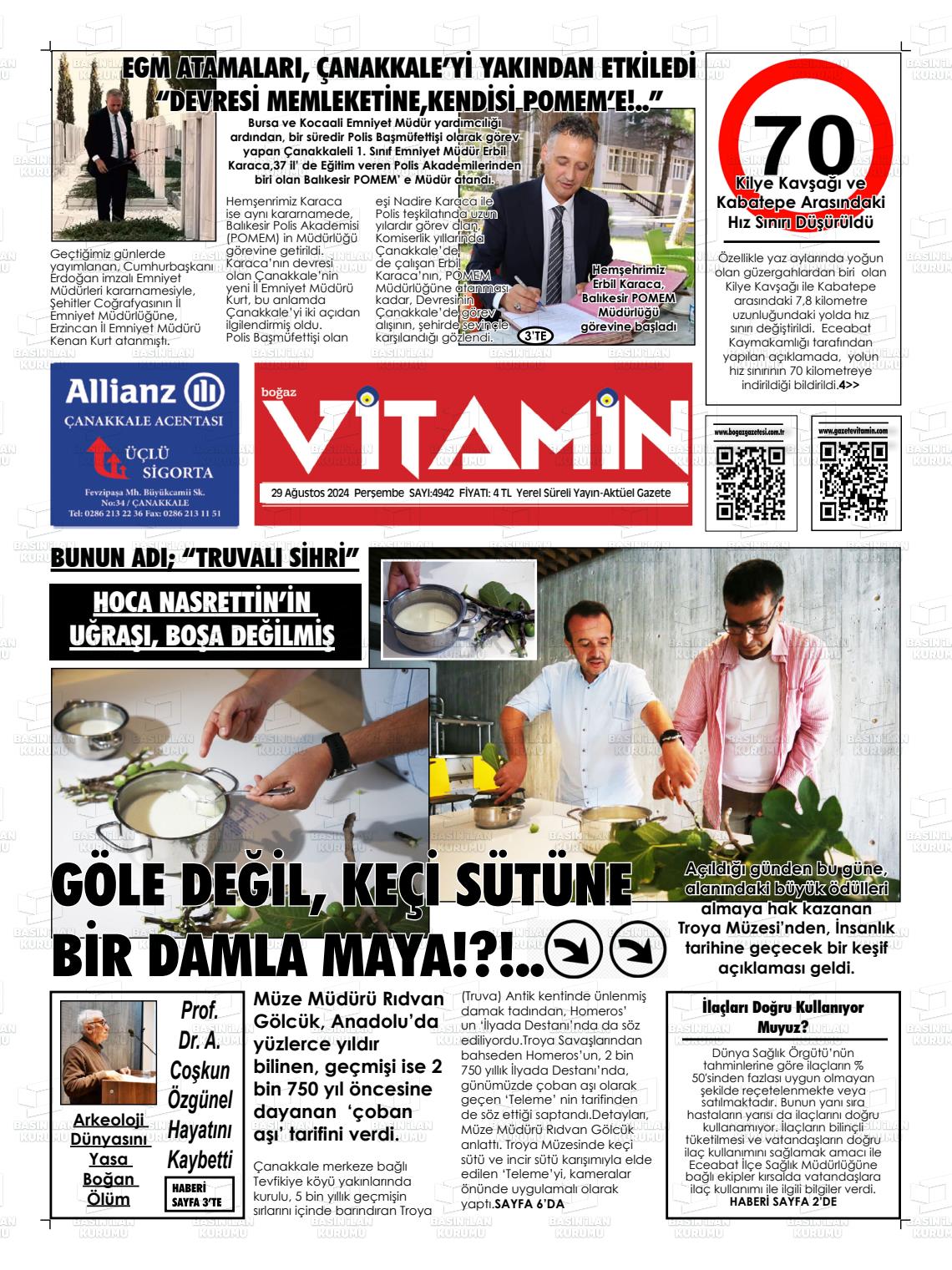 29 Ağustos 2024 Gazete Vitamin Gazete Manşeti