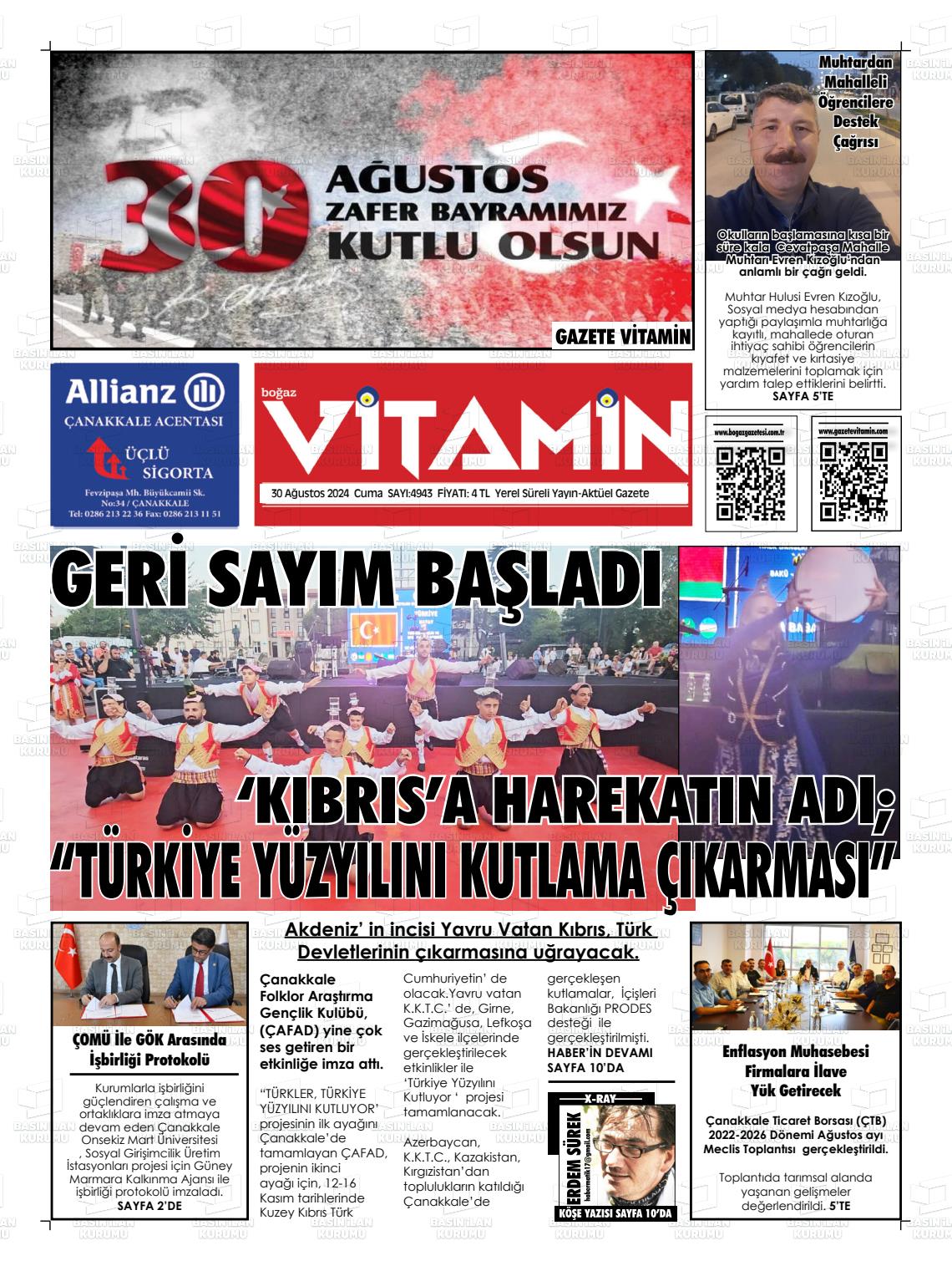 30 Ağustos 2024 Gazete Vitamin Gazete Manşeti