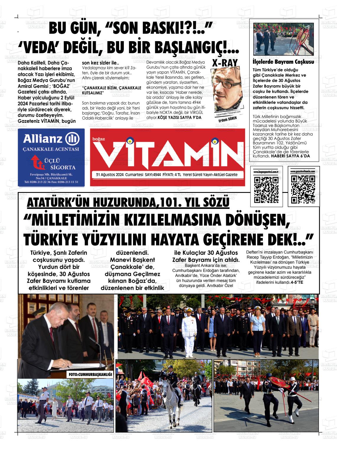 31 Ağustos 2024 Gazete Vitamin Gazete Manşeti