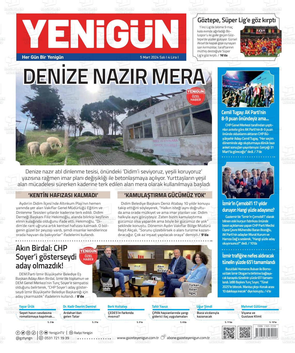 05 Mart 2024 Yeni Gün Gazete Manşeti