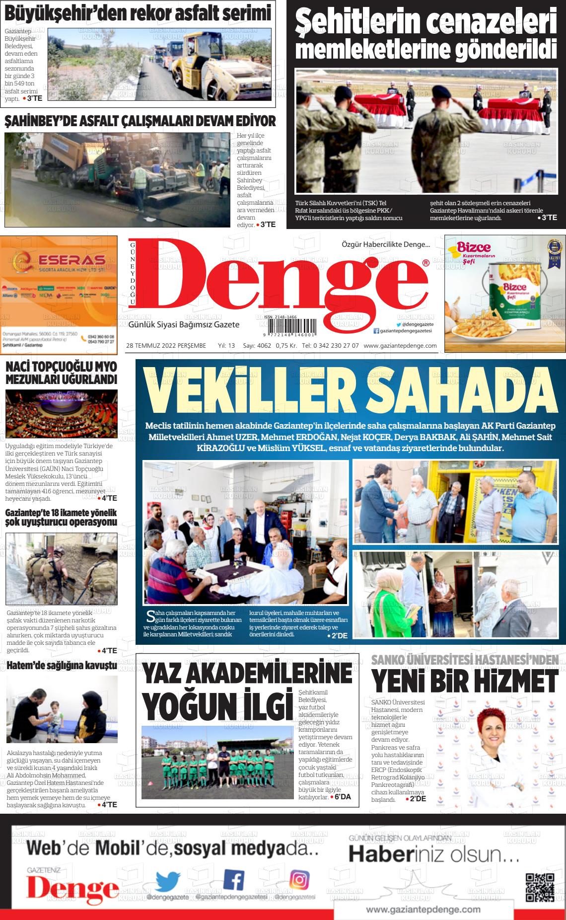 Temmuz Tarihli Gaziantep Denge Gazete Man Etleri