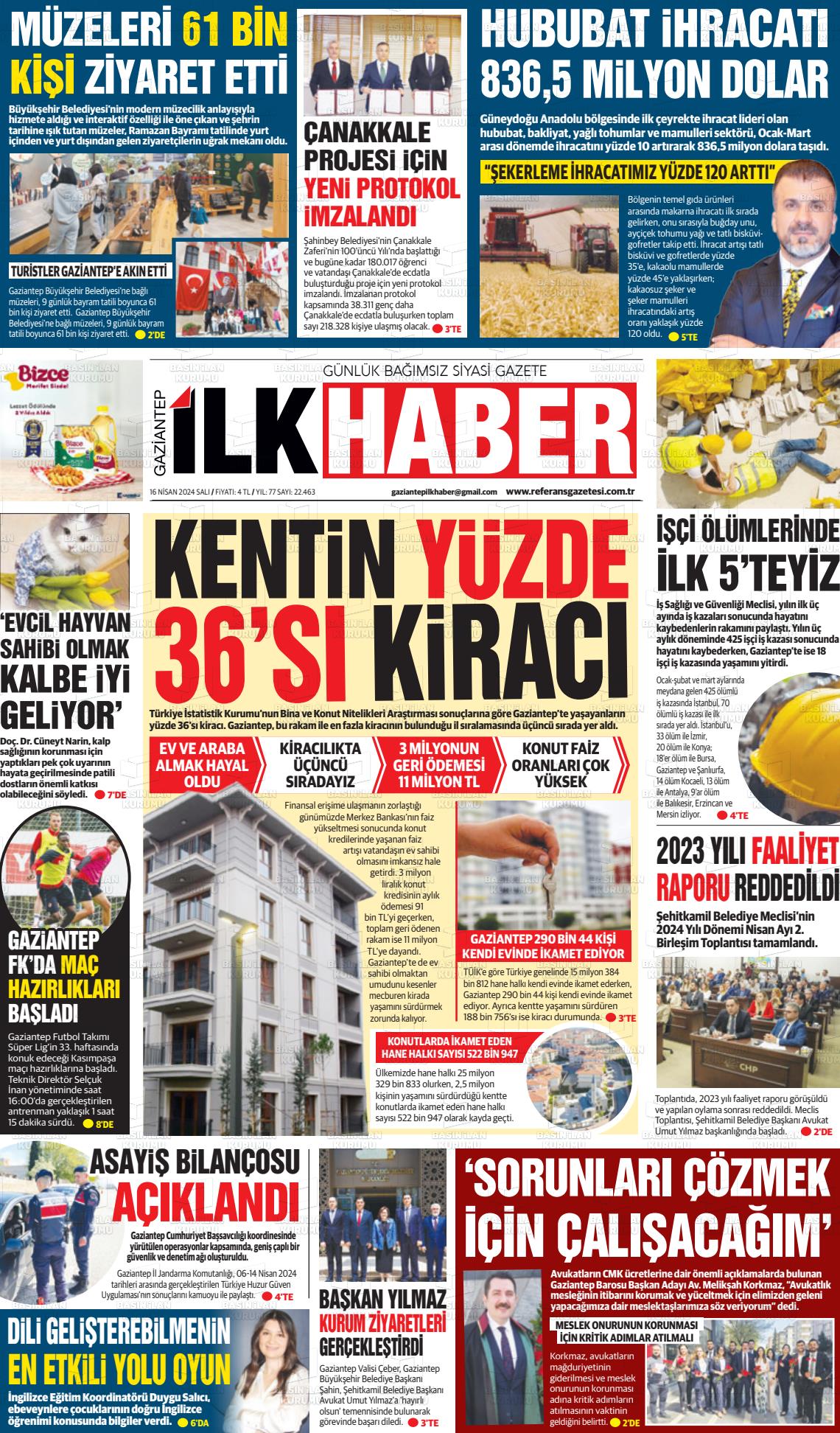 17 Nisan 2024 Gaziantep Sabah Gazete Manşeti