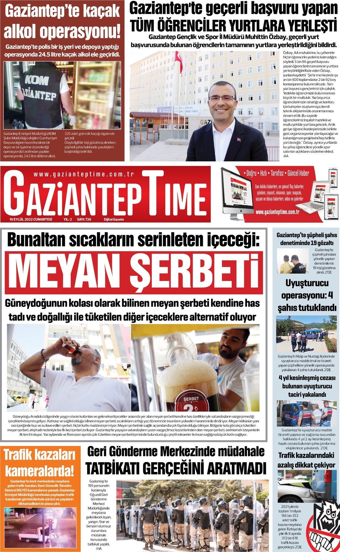 11 Eylül 2022 Gaziantep Time Gazete Manşeti