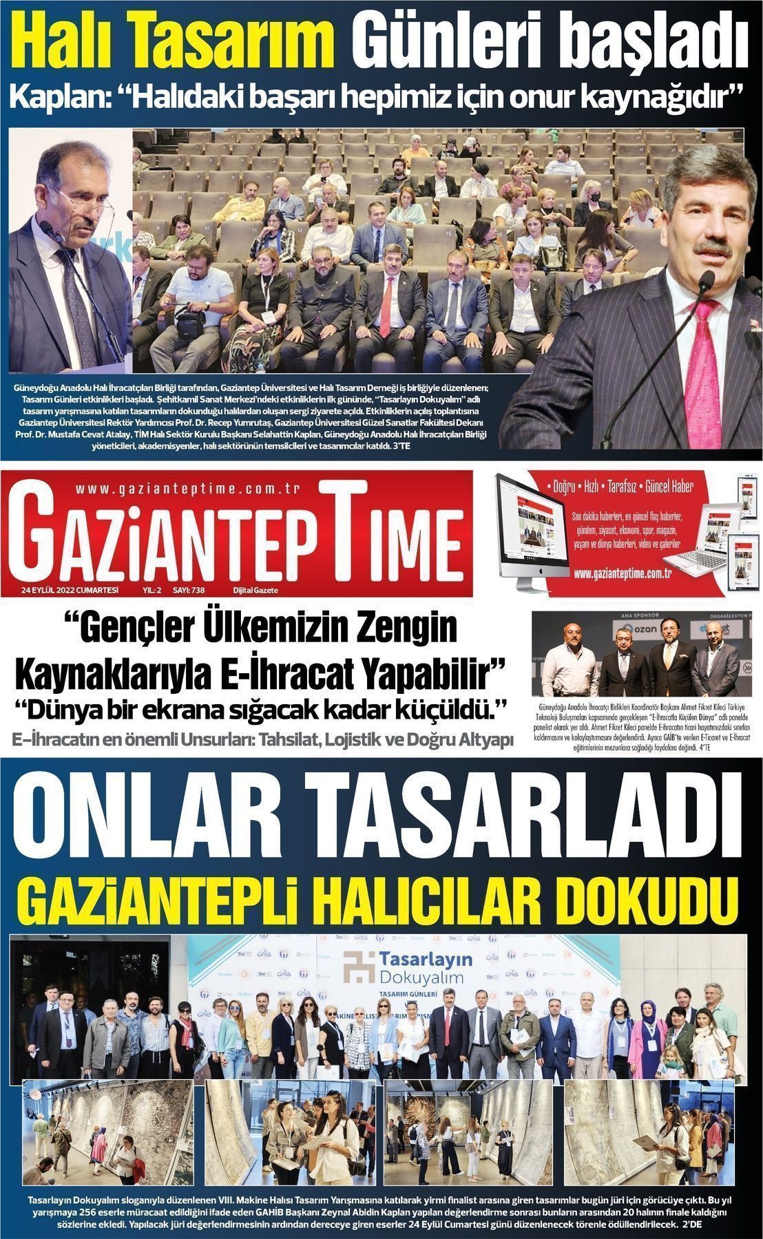 24 Eylül 2022 Gaziantep Time Gazete Manşeti