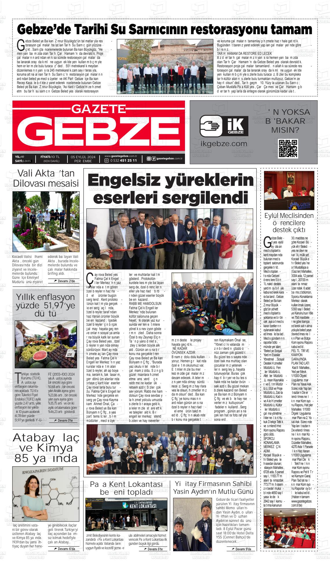 05 Eylül 2024 Gebze Gazete Manşeti