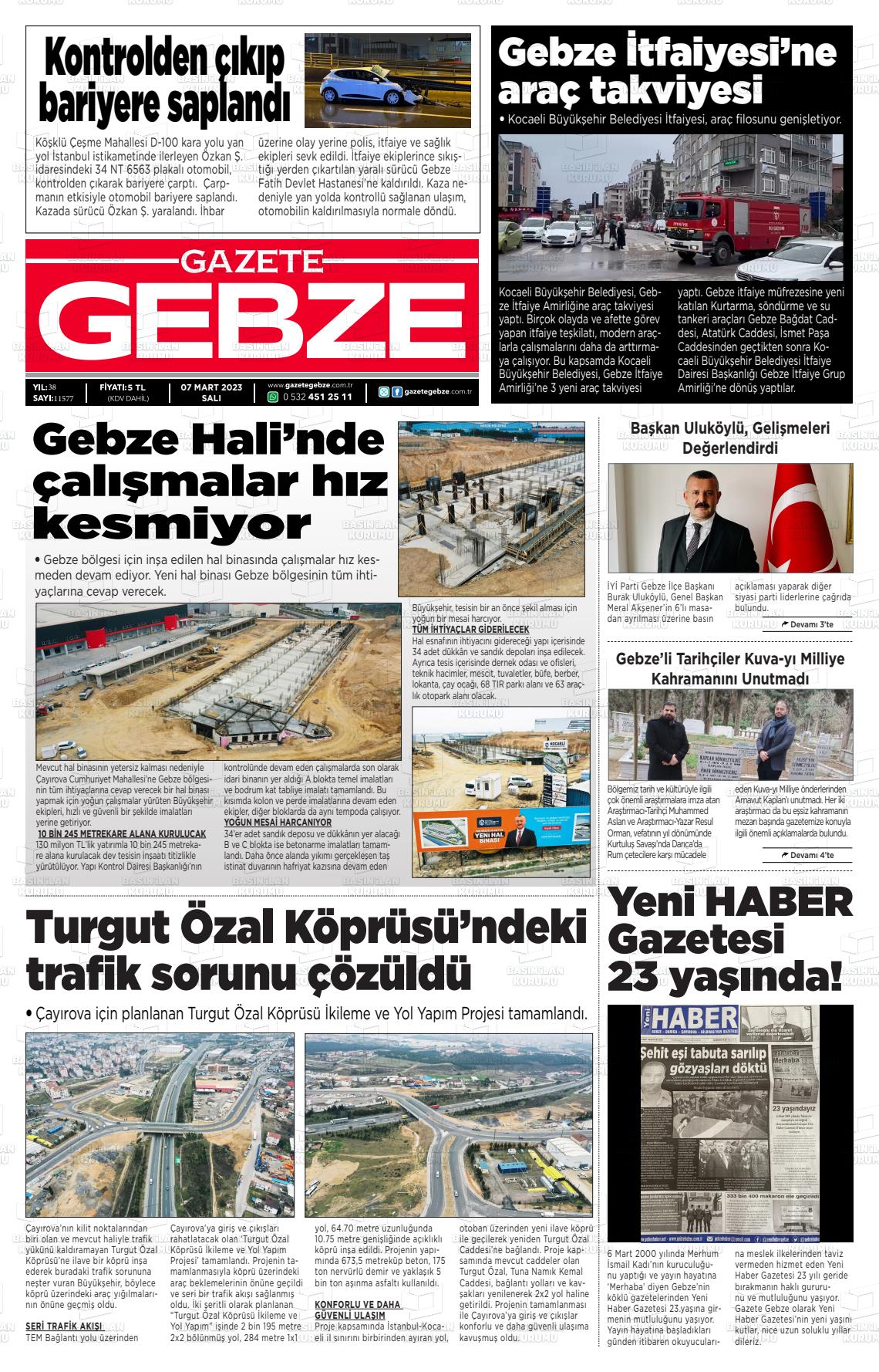 05 Mayıs 2023 Gebze Gazete Manşeti