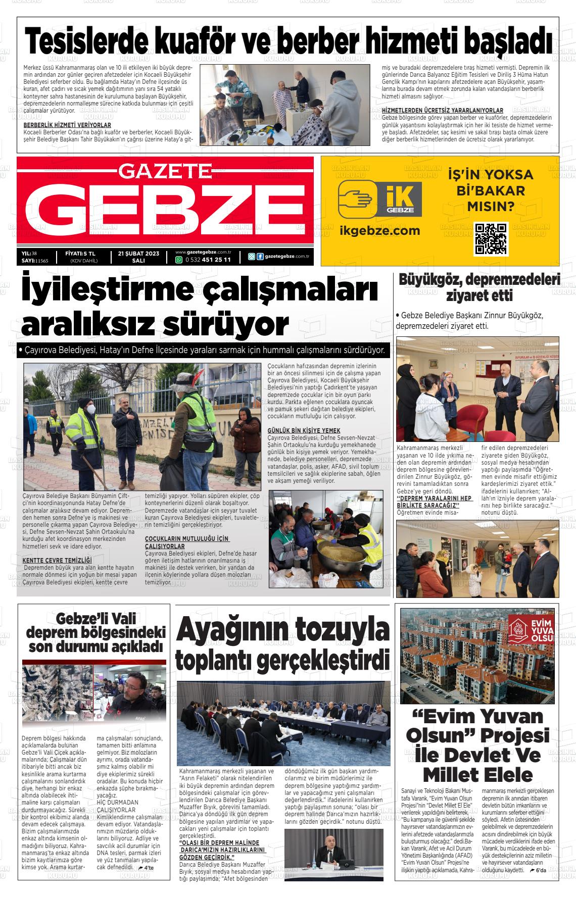 21 Nisan 2023 Gebze Gazete Manşeti