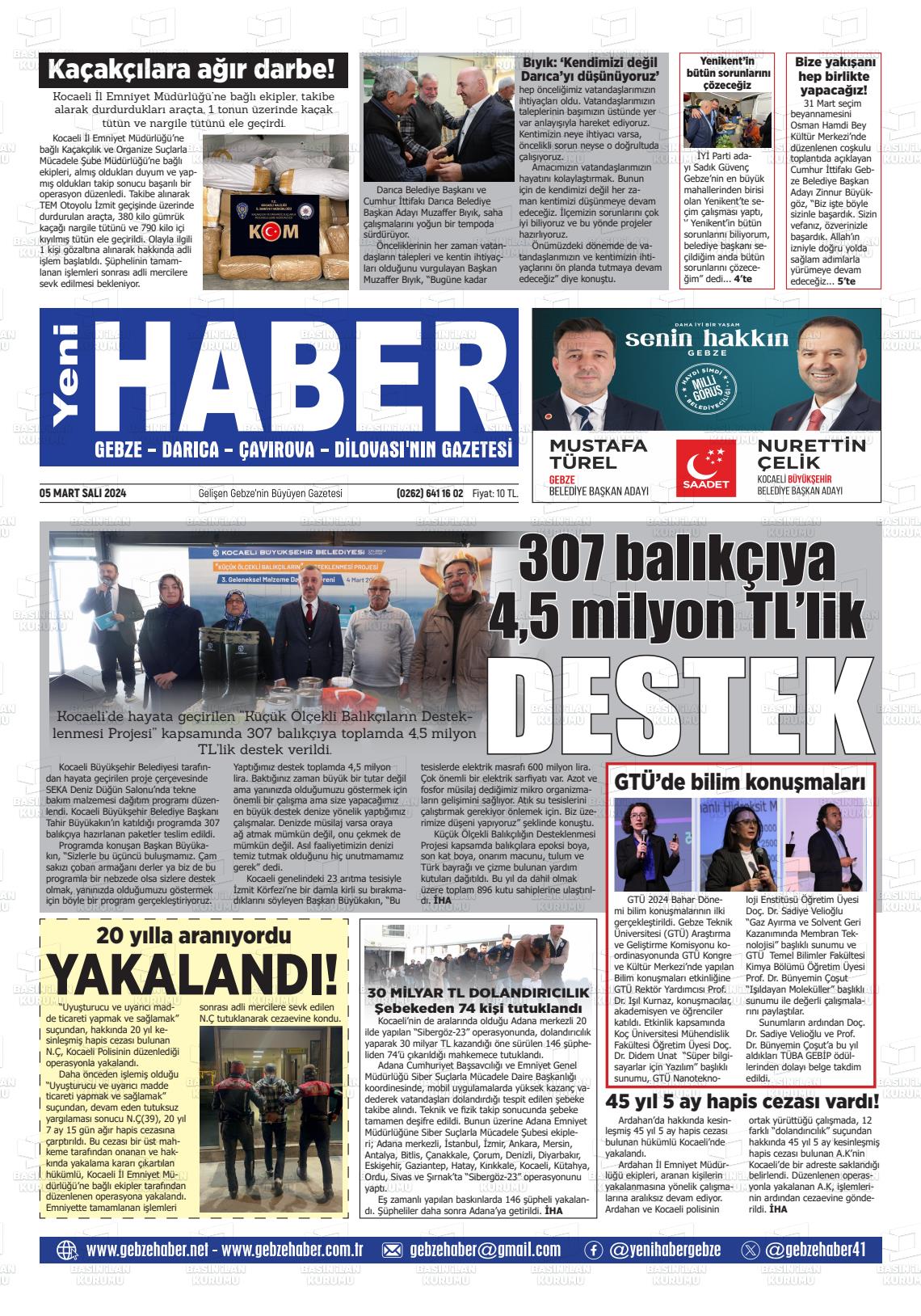 07 Mart 2024 Gebze Haber Gazete Manşeti