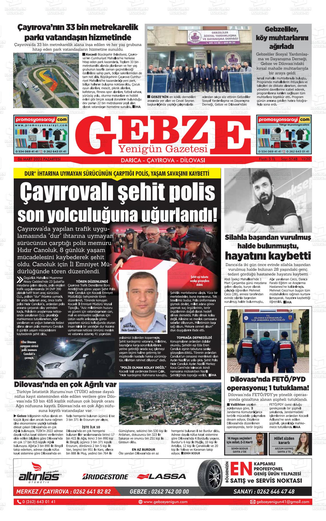 04 Mayıs 2023 Gebze Yenigün Gazete Manşeti