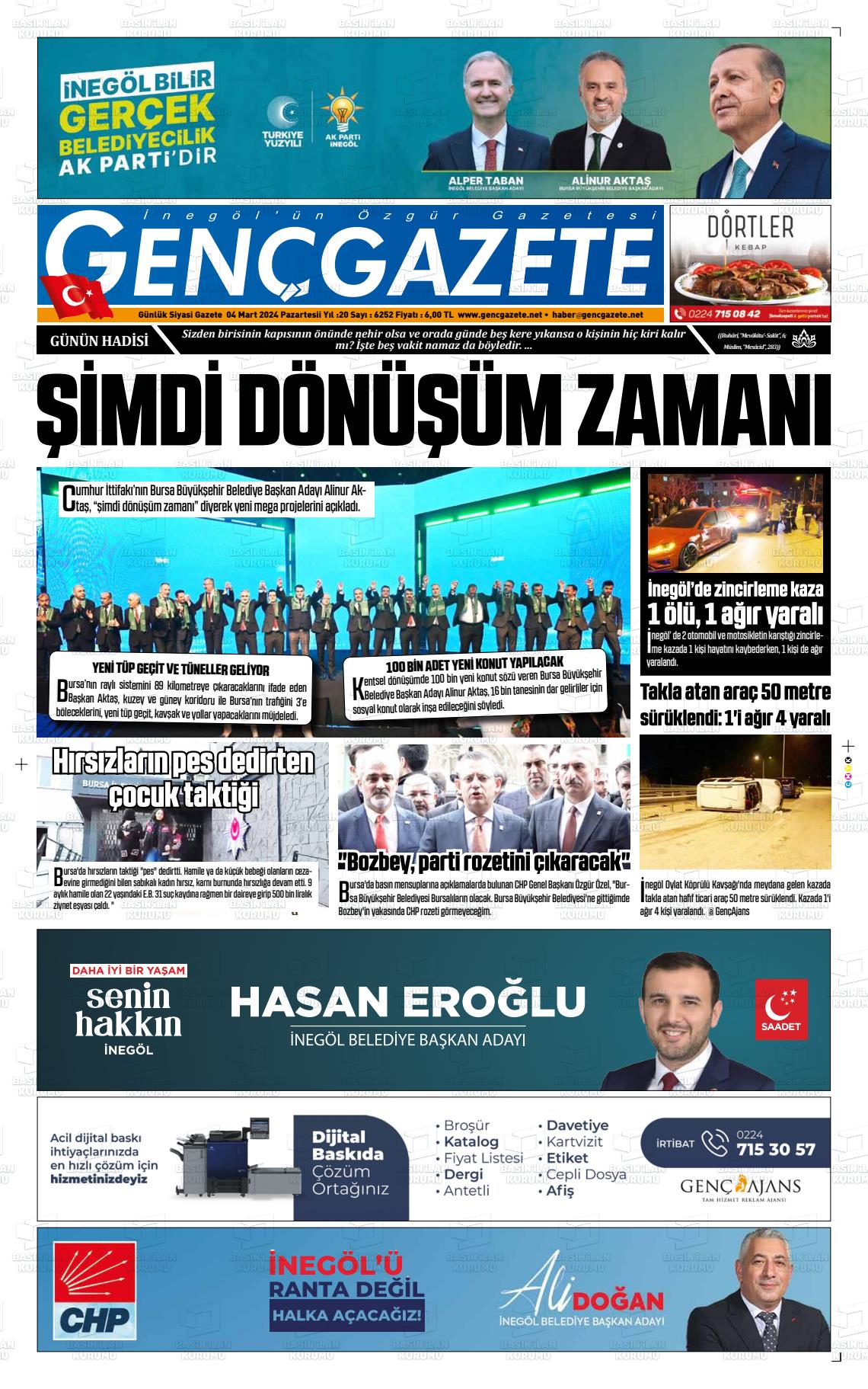 04 Mart 2024 Genç Gazete Gazete Manşeti