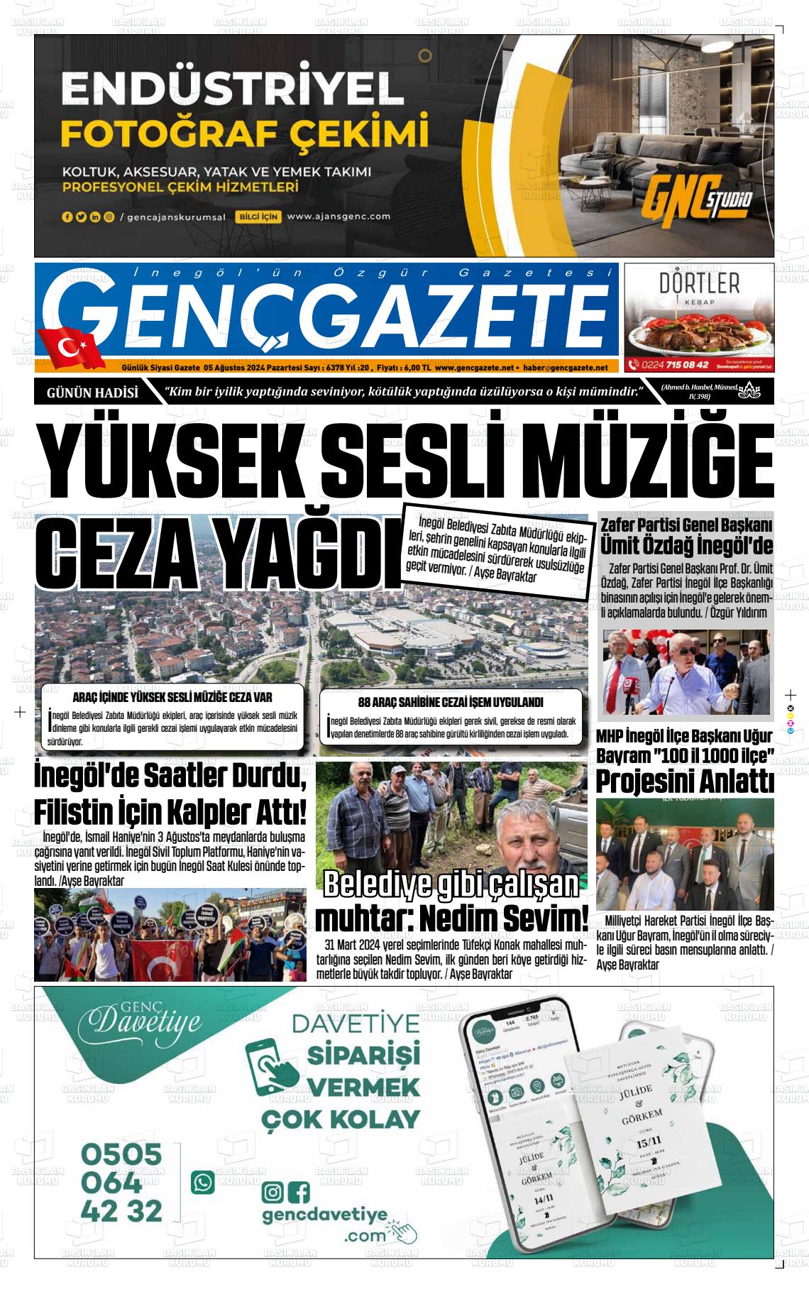 05 Ağustos 2024 Genç Gazete Gazete Manşeti