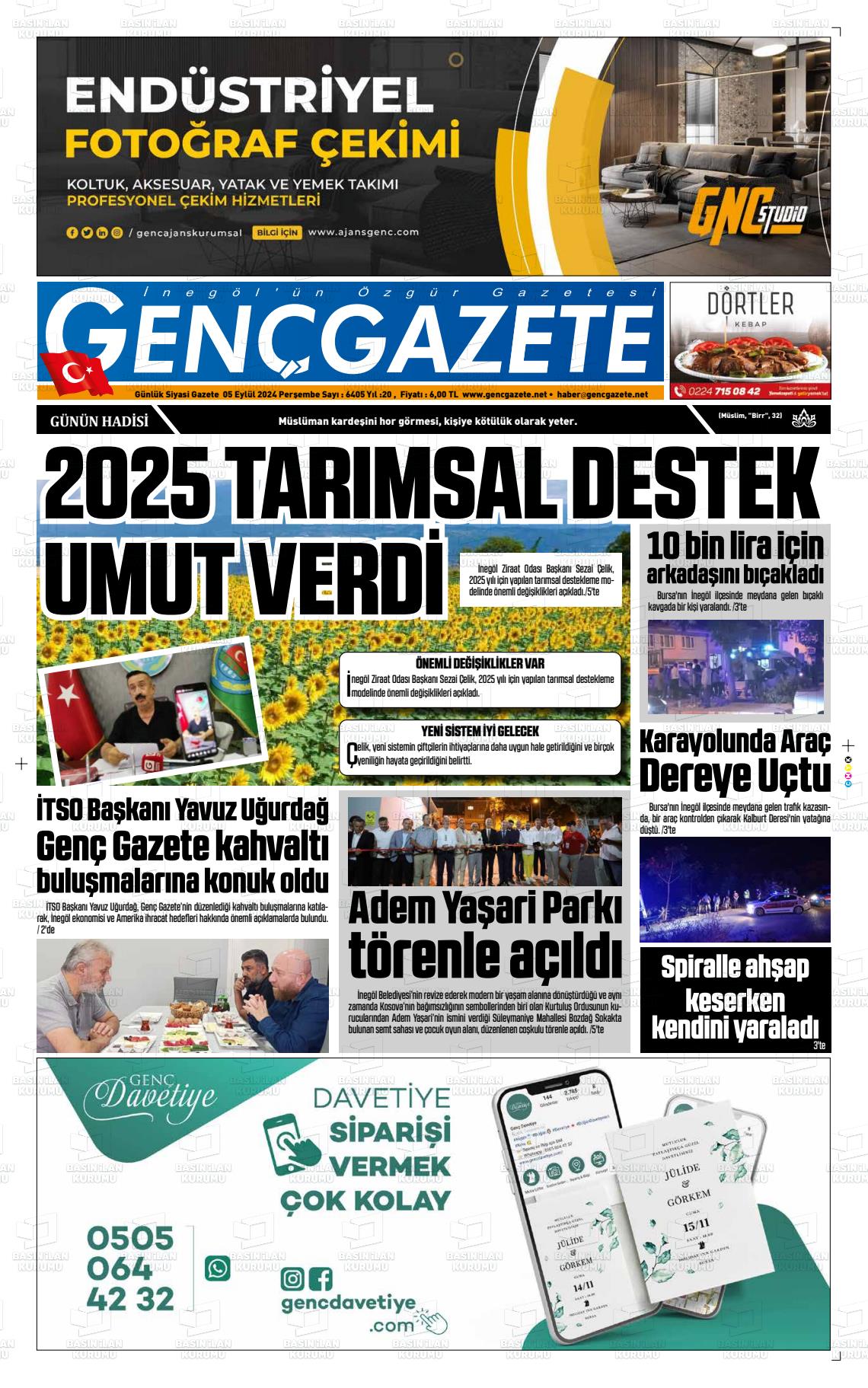 05 Eylül 2024 Genç Gazete Gazete Manşeti