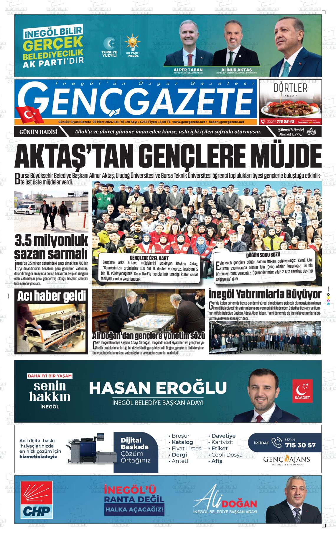 06 Mart 2024 Genç Gazete Gazete Manşeti