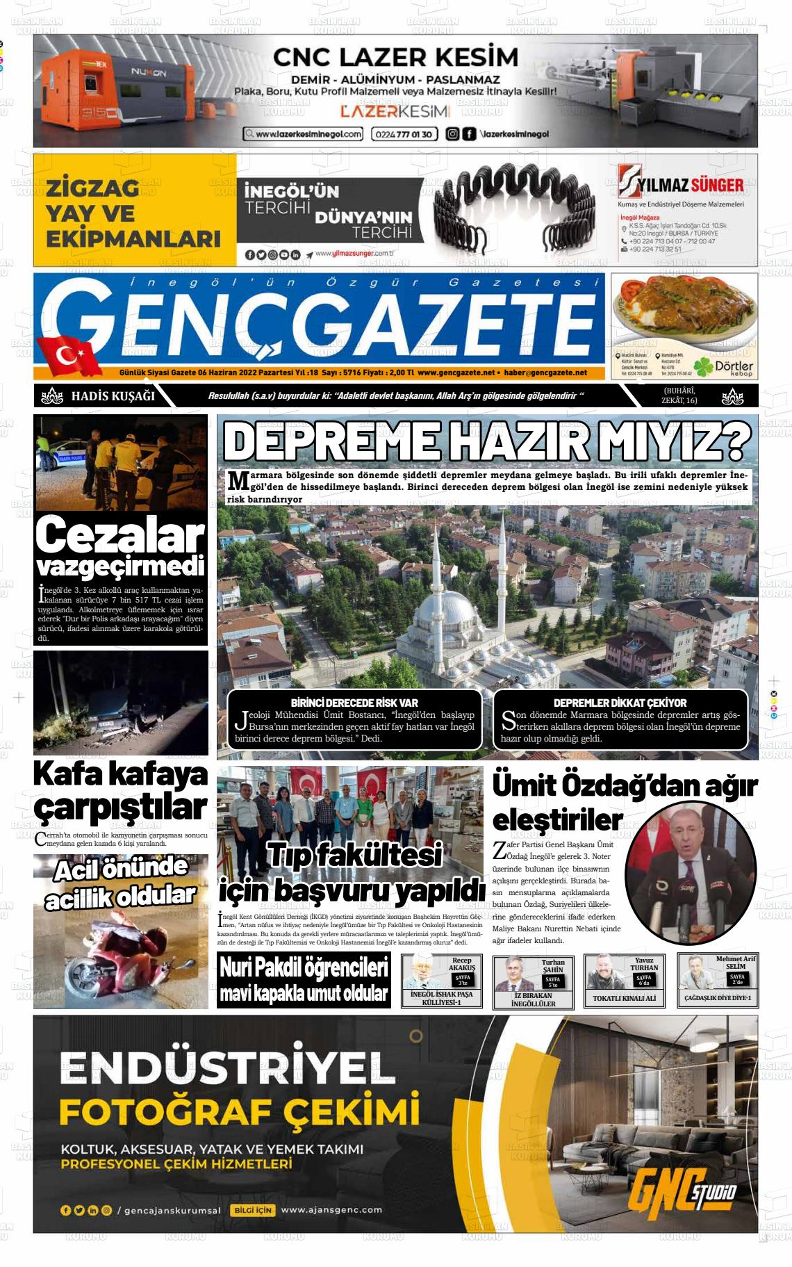 06 Haziran 2022 Genç Gazete Gazete Manşeti