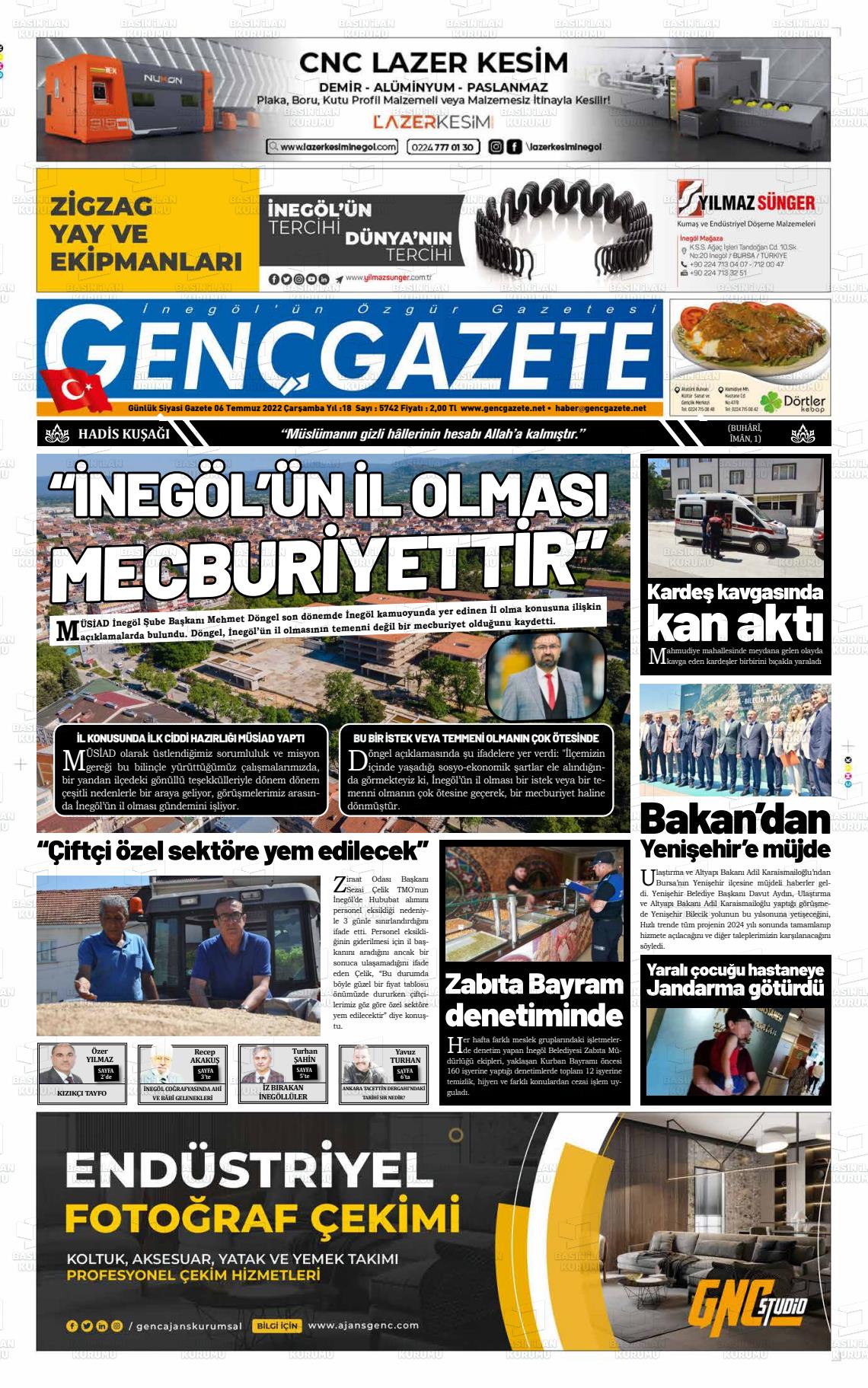 06 Temmuz 2022 Genç Gazete Gazete Manşeti