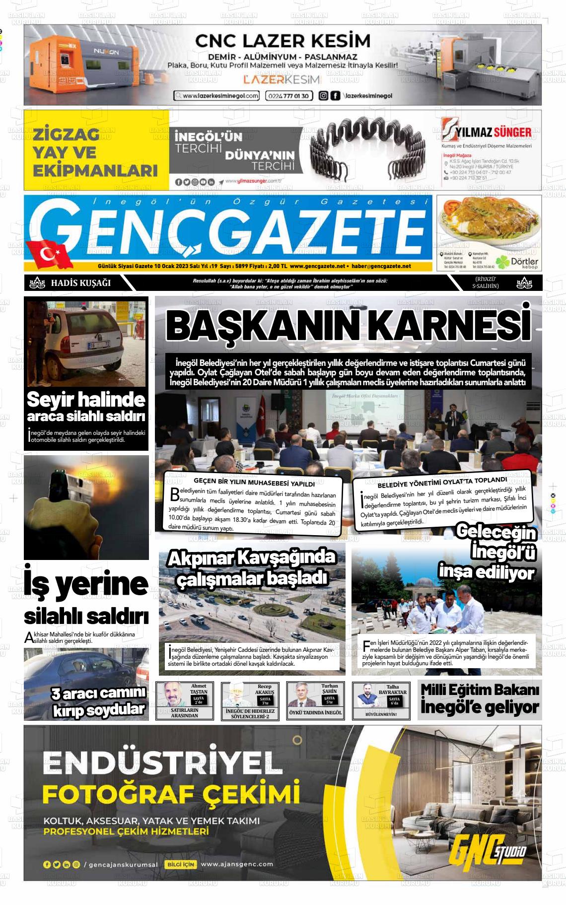 10 Ocak 2023 Genç Gazete Gazete Manşeti