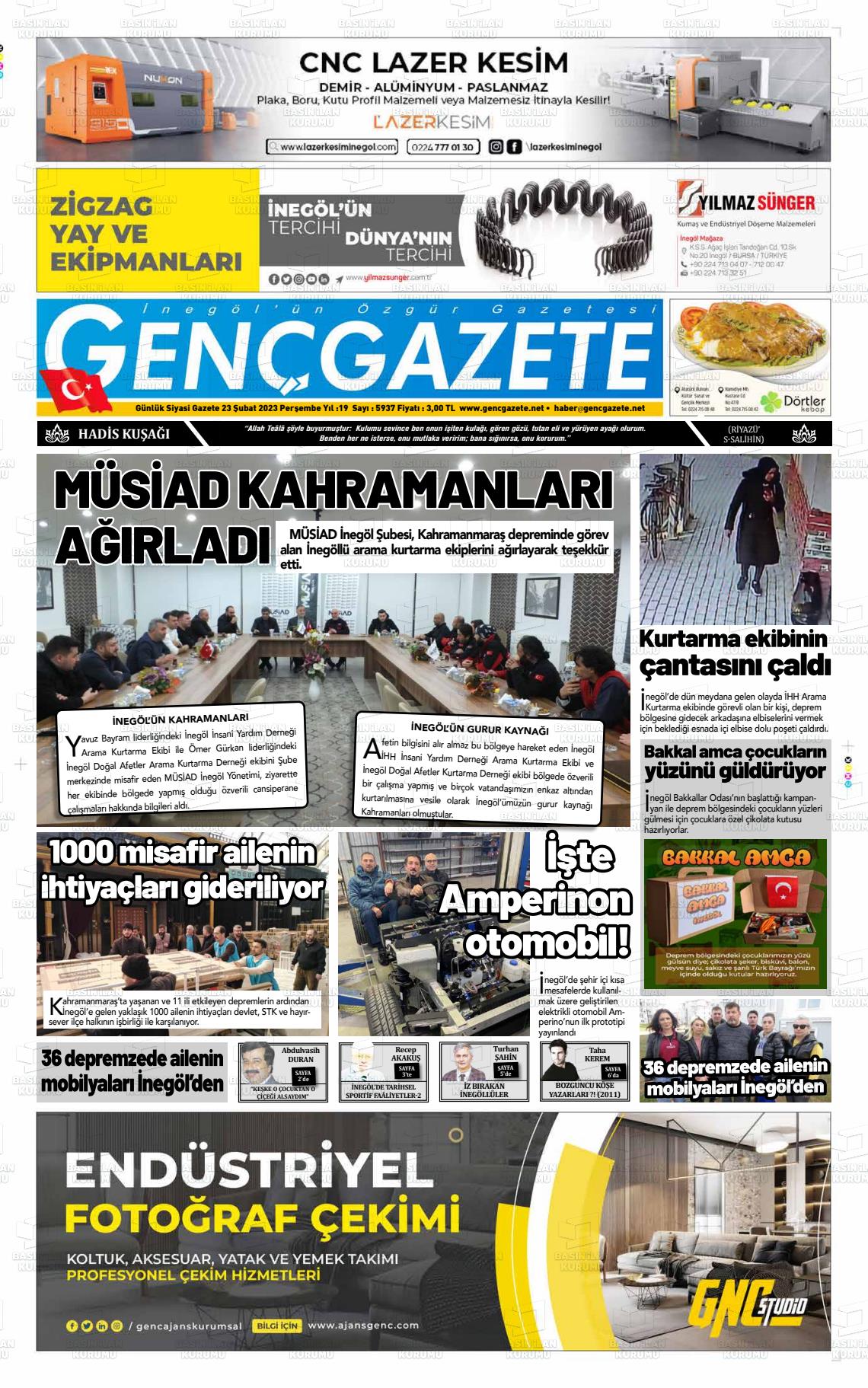 06 Mart 2023 Genç Gazete Gazete Manşeti