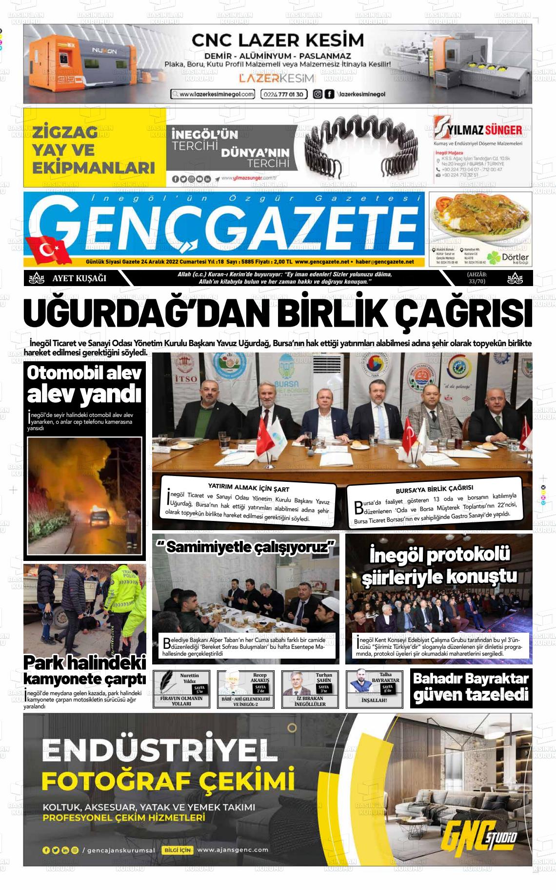 25 Aralık 2022 Genç Gazete Gazete Manşeti